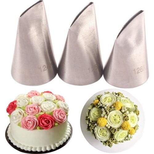 3pcs Rose petral Pastry Nozzles Stainless Steel Nozzle Set DIY Icing Piping Tips Sets Cupcake Cake Decorating Tools #124K#125K