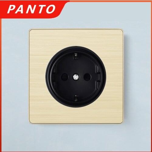 PANTO Wall Switch European Standard Silver 1/2/3/4 Row Pull Panel 1/2 Street Light Switch Aluminum Alloy Button Switch 220V
