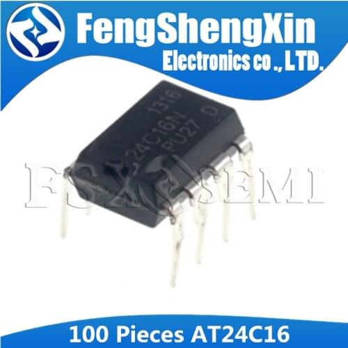 100pcs/lot New 24C16 AT24C16 DIP-8 24C16N AT24C16AN 2-Wire Serial EEPROM memory IC