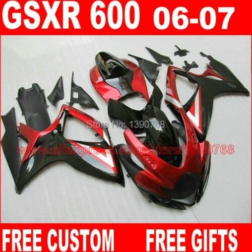 NEW HOT fairing kit for 06 07 SUZUKI K6 GSX R 600 750 red black plastic fairings set gsxr600 2006 GSXR750 2007 CB35
