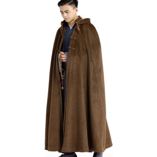 Autumn Winter Men Cloak Keep Warm Mens Hooded Cloak Vintage Mens Long Trench Coat Horse Riding Outerwear Male Capes Raincoat