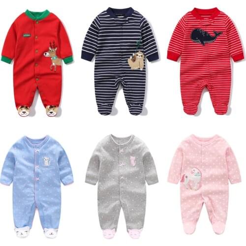 Autumn Newborn Baby Girl Clothes 0-12 Months 2021 Cotton Jumpsuit Long Sleeve Home Clothing Cartoon Boys Infants Spring Pajamas