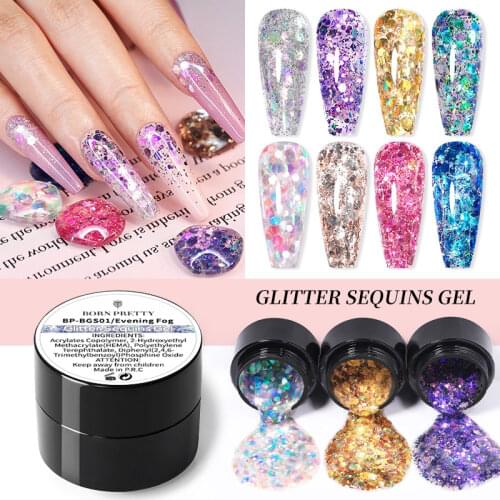 BORN PRETTY Shining Gel Nail Polish Glitter Sequins Manicure Soak Off UV Semi-permanent Varnish Glow In The Dark Gel Nail Art