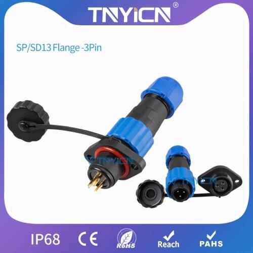 Waterproof Connector IP68 SP/SD20 Flange-3 Pin Panel Mount Cable Connectors Wire Connectors Set Dad Mom Led Plug and Socket