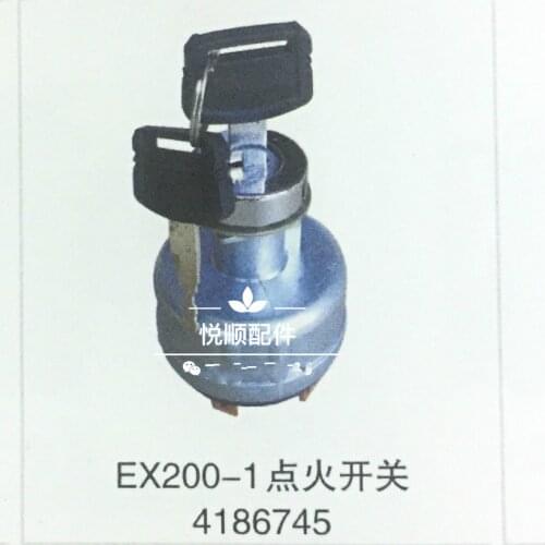 Hitachi ignition switch ex200-1 electric door lock key start switch igniter key excavator 2 keys 6 plug For Hitachi Excavator