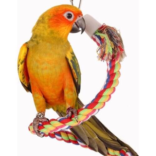 Parrot Hanging Nibble Toy Parrot Colored Cotton Rope Rotating Ladder Bird Cage Small Parrot Toy Pet Training Accessories