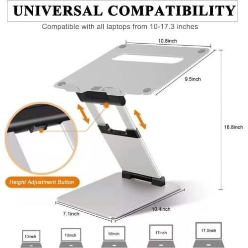 Adjustable Aluminum Alloy Laptop Stand Non-slip Laptop Holder Compatible with 10-17.3 inch Laptop