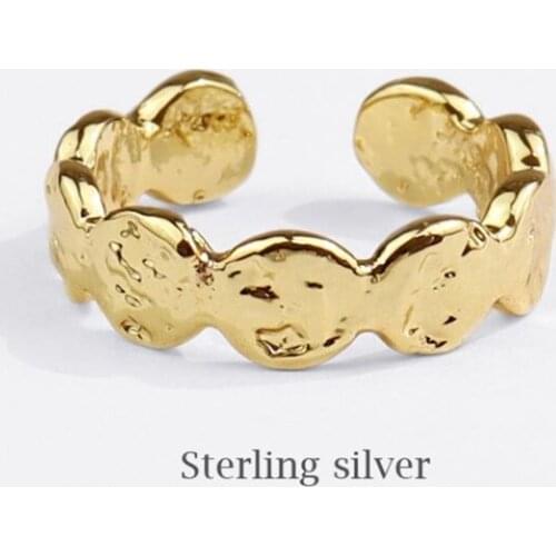 Season Gate 925 Sterling Silver Personality Irregular Creative Wave Type Adjustable Size Open Ring SR147