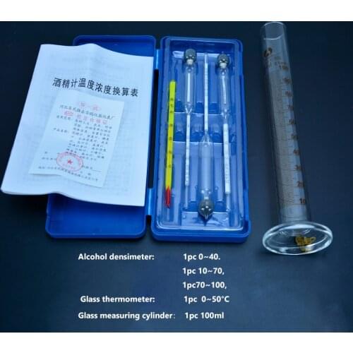 Alcohol hydrometer densimeter set