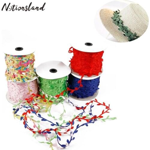 10Meter Silk Leaf-Shaped Artificial Flower Handmade Garland Patches Home Wedding Decoration DIY Craft Jacquard Ribbon for Crafts