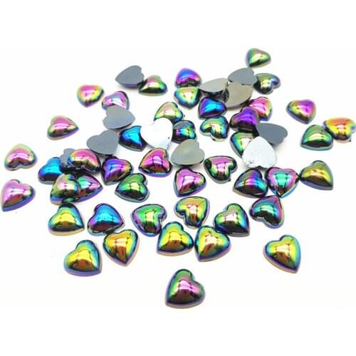 100pcs 10mm AB Colors Heart Pearl Flatbacks Cabochons Embellishments DIY Crafts Decorations Scrapbook Christmas Cardmaking
