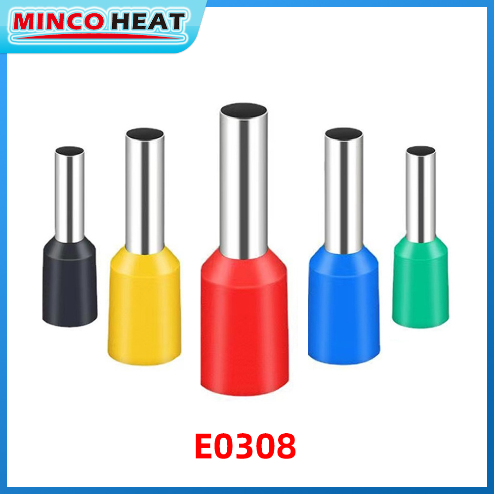 100pcs E0308 Tubular Wire Cold Pressure Connector Electrical Terminals Cable Crimps Wire Ferrules For 0.34mm2, 24AWG Wire VE0308