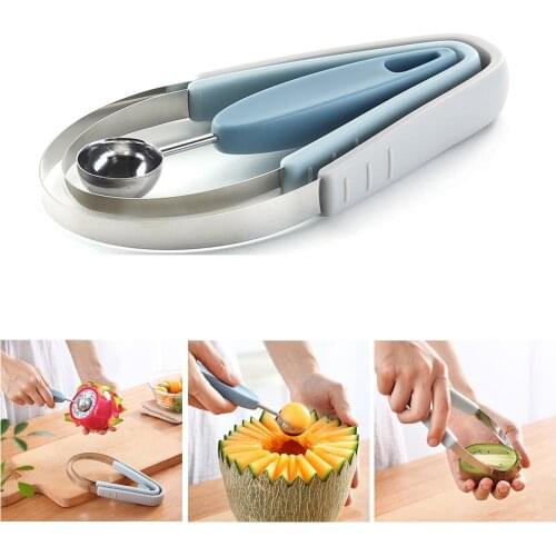 3 In1 Fruit Ball Carving Knife Kiwi Fruit Waterlemon Scoop Melon Digger Fruit Jar Mashed Potato Baller Ice Cream Kitchen gadgets