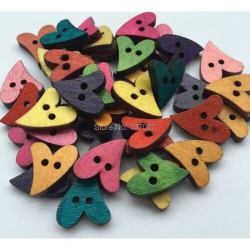 500pcs 2-Hole Rustic Wooden Heart Buttons Decorative Button For Children DIY Scrapbooking Crafts Embellishments Sewing
