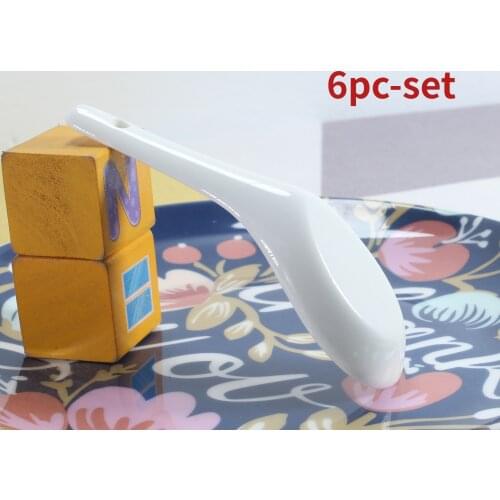 6pcs Set Plain White Bone Ceramic Spoon Kis Soup Spoon, Korean Ice Cream Ladle, Porcelain Dinner Baby China Chinese Rice Scoop