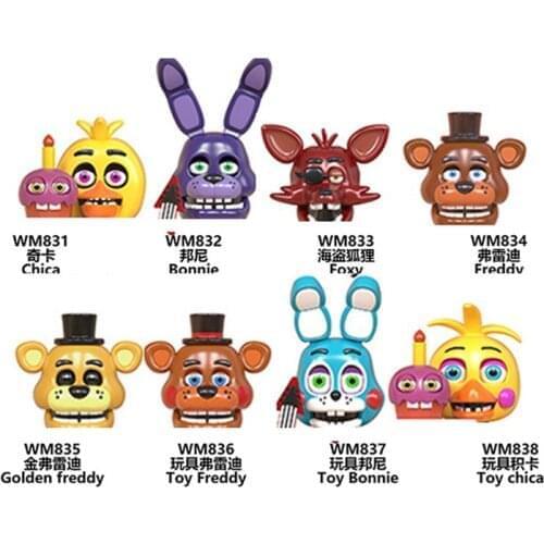 8pcs/lot WM6074 Mini Figured Chica Bonnie Foxy Mini Bricks Assembled Toys Building Blocks Educational Model