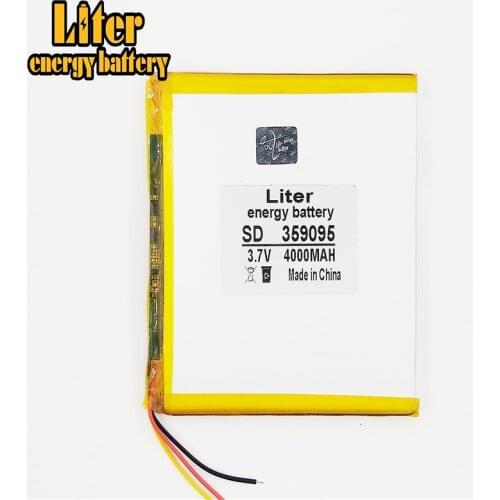 3 line li-po 359095 3 wire battery.3.7V 4000mah (polymer lithium ion battery) Li-ion battery for tablet pc 7 inch MP3 MP4