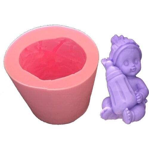 Free shipping Hold the bottle boy cooking tools fondant DIY cake silicone moulds chocolate baking decoration candy Resin craft