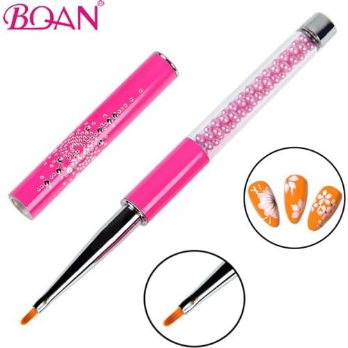 BQAN Nail Art Metal Pearl Handle Acrylic UV Gel Polish Tips Petal Brush DIY Drawing Painting Flower Shaping Pen Manicure Tool