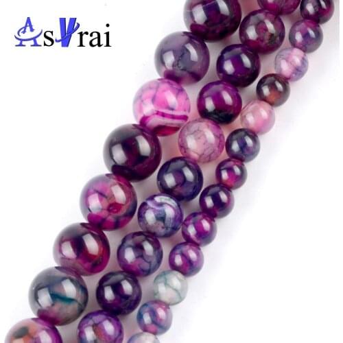 Natural Rose Red Green Line Dragon Agates Round Space Beads for Jewelry Making 6/8/10mm DIY Handmade Bracelets Jewellery 15"