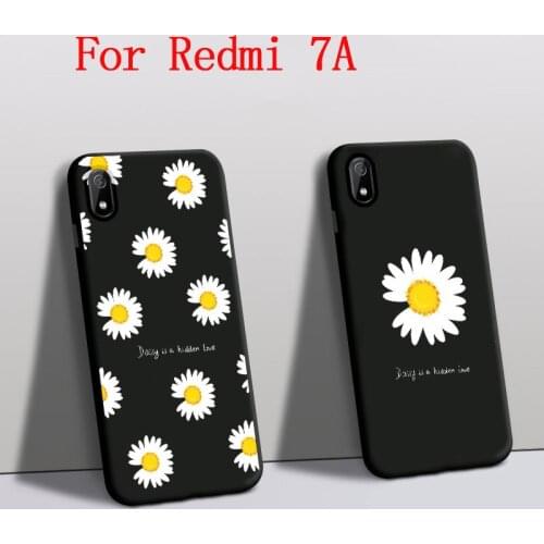 Funda For Xiaomi Redmi 7A case Silicone Protector Daisy Flower Mobile phone cover For Xiaomi redmi 7a back Cover Black M1903C3EE