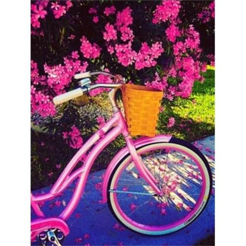 Flowers diamond painting full bicycle 5d mosaic embroidery landscape rhinestone picture puzzle toys drawing wall decor gifts diy