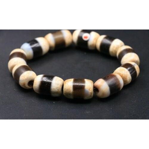 Energy Magic Tibetan Old Cinnabar Healer Medicine Buddha Totem dZi Bead Bracelet Bangle