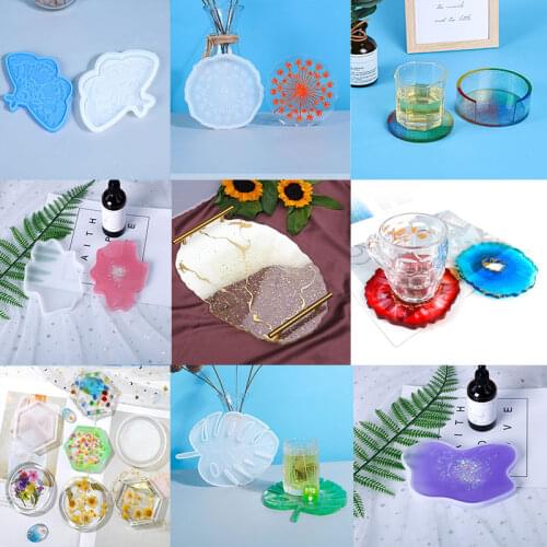 Diy Epoxy Mold Dandelion Sunflower Wood Grain Wave Butterfly Coaster Resin Mold Various Styles Optional Creative Home Furnishing