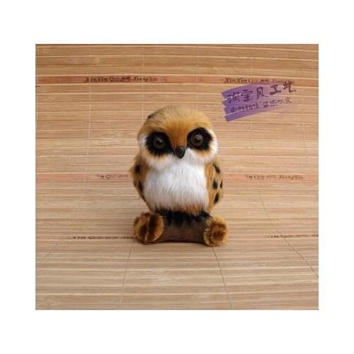 Cute simulation dark yellow owl toy polyethylene&fur small lovely owl model gift about 7x7x10.5cm 2142