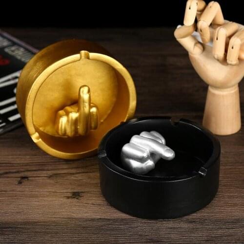 Personality Middle Finger Ashtray Funny Creative Resin Portable Ashtray Home Decoration Desk Accessories Gift For Boyfriend