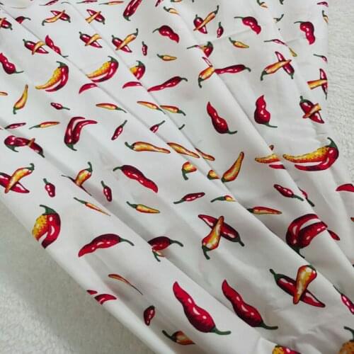Graceful White Red Pepper Printed 100% Cotton Poplin Fabric 50x70cm Fabric Patchwork Cloth Dress Tilda Cloth Patchwork fabric H