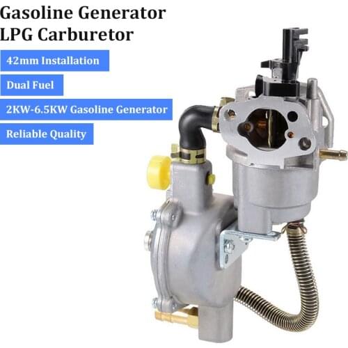 42mm Carburetor Dual Fuel Gasoline Generator LPG Carburetor Compatible for 170F GX160 GX200 8HP 9HP Gasoline Generators