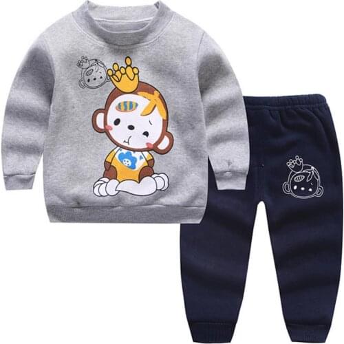 1-4Y2pcs set baby girls clothing set children thicken winter warm clothes suit kids girls cartoon cute tracksuit sets