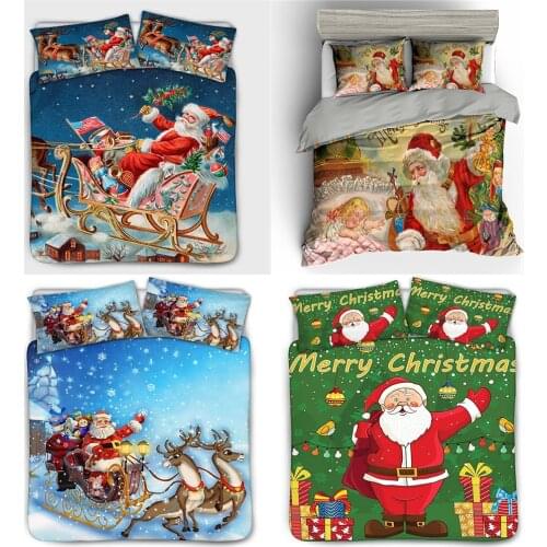 Merry Christmas Printed Duvet Cover Sets King Queen Twin Double Single Size Bedding Set Home Textiles For Boy Girl Quilt Cover