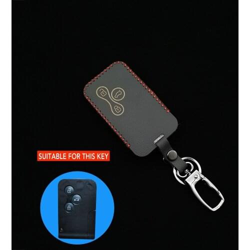 100% Leather Car Key Case For Renault Clio Logan Megane 2 3 Koleos Scenery Card Remote Control Cover Accessories Protect Shell