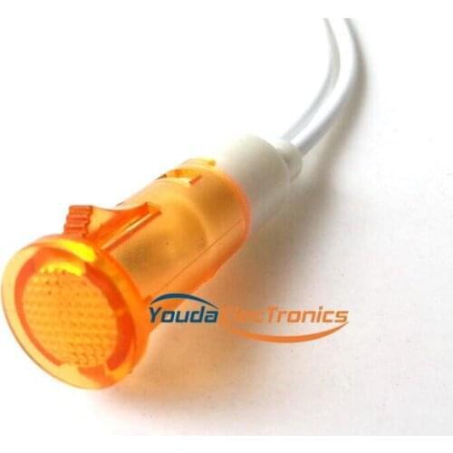 120V Round Yellow Neon Panel Indicator Light Lamp 10mm with cable HIFI DIY