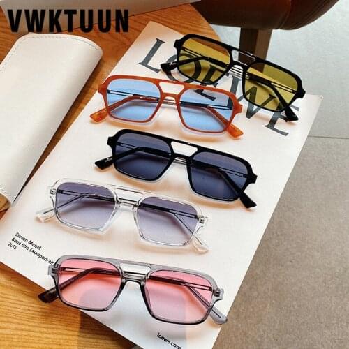 VWKTUUN Trendy Sunglasses Men 2021 Metal Frame Mens Sunglasses Small Frame Twin beam Shades Female Sport Driving Driver Eyewear