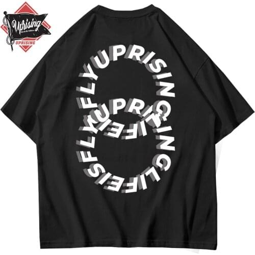 UPRISING Fashion Summer New Classic All-match Round Neck Short Sleeve Letters Pure White /Pink /Green Printed men T-shirt