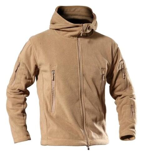 Men Tactical Fleece Jacket Autumn Winter Outdoor Windproof Thermal Sport Hiking Camping Jacket Hunting Hooded Fleece Coats