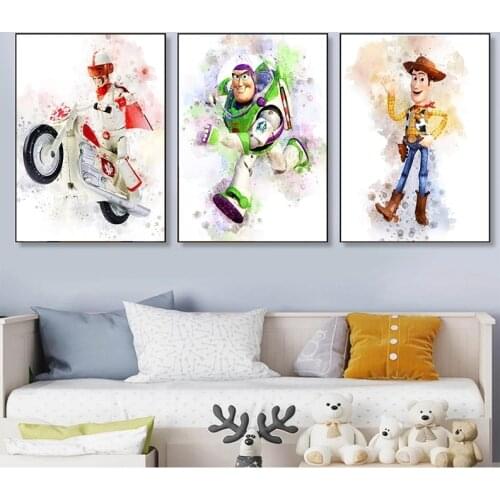 Disney Toy Story Watercolor Poster Canvas Paintings Abstract Movie Art Wall Picture for Living Kids Room Home Decor Cuadros