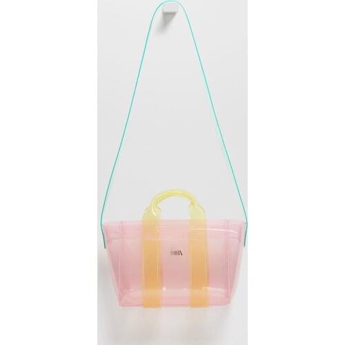 2021 New Za Childrens Bag Girls Summer Pink Color Matching Transparent Ladies Shoulder Bag Plastic PVC Messenger Bag