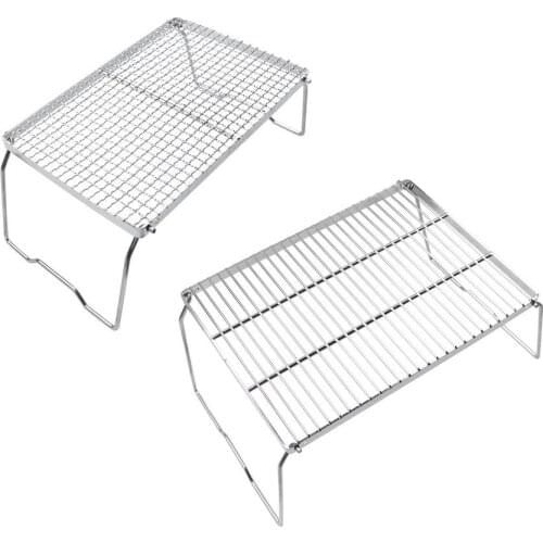 New Folding Grill 304 Stainless Steel Durable Portable Lightweight Camping Grate Outdoor Picnic BBQ Grill For Backcountry Treks