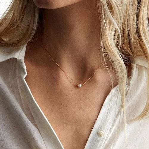 Imitation Pearl Invisible Transparent Thin Line Simple Choker Necklace Women Jewelry Collana Kolye Bijoux Collares Collier Femme