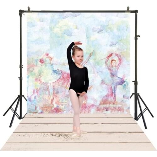 Pastel Painting Photographic Backdrop Polyester With Wood Floor Back Drops Ballet Girl Portrait Photo Studio Booth Backgrounds