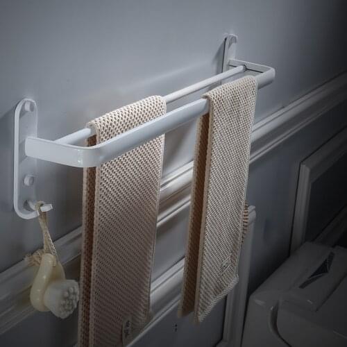 Towel Bars Aluminium White Wall-mounted 2 Arm Towel Holder Bar Bathroom towel Shelf Hardware
