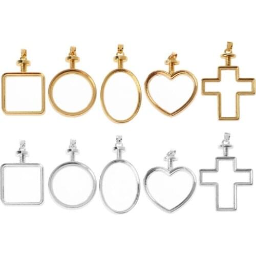 Pressed Flowers Pendant Metal DIY Frame Bezel Cabochon UV Resin Jewelry Making