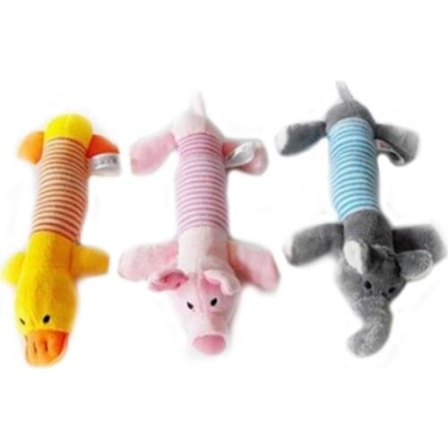 Dog Puppy Pet Chew Squeaker Squeaky Plush Pig Duck Elephant Sound Training Toy