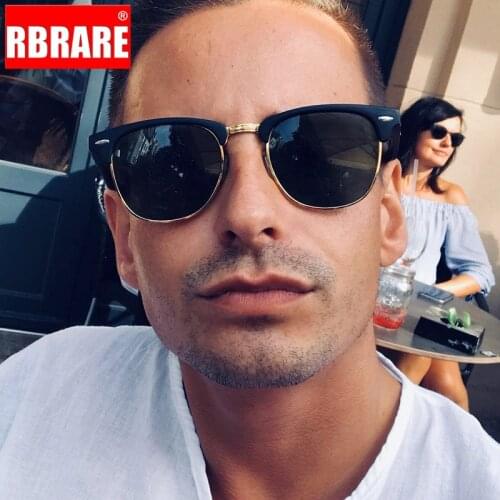 RBRARE Semi-Rimless Brand Designer Sunglasses Women/Men Polarized UV400 Classic Oculos De Sol Gafas Retro Eyeglasses