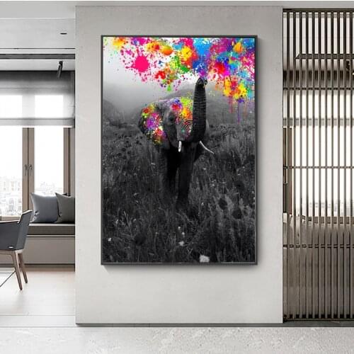 Modern Animal Canvas Printing Poster Elephant Colorful Oil Painting Wall Art Picture for Living Room Home Interior Decor Cuadros