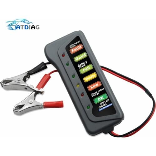 Power Supply Tester With 6 LED light Display Battery Tester Digital Capacity Tester Checker For 12V Battery Measuring Instrument